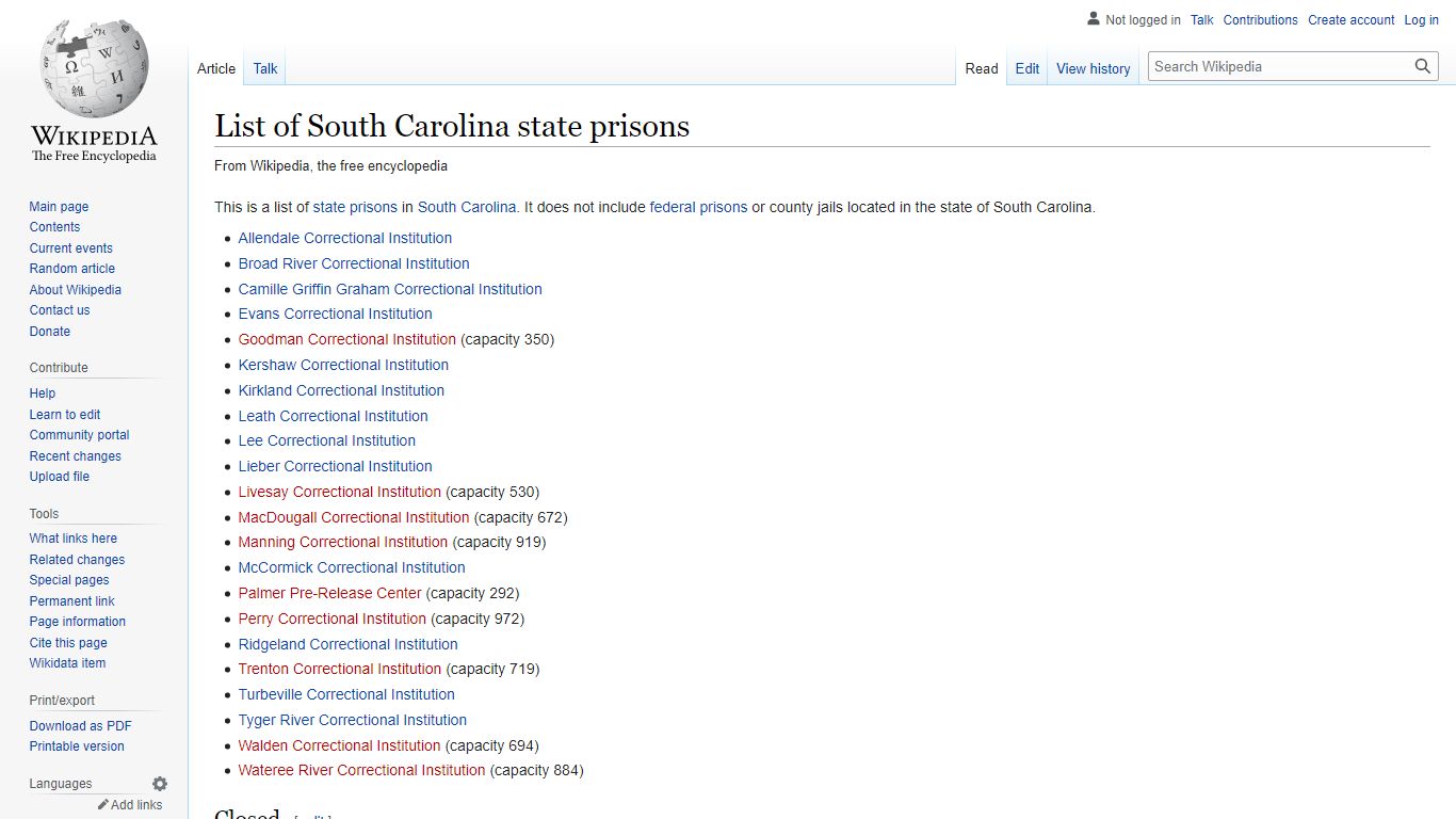 List of South Carolina state prisons - Wikipedia